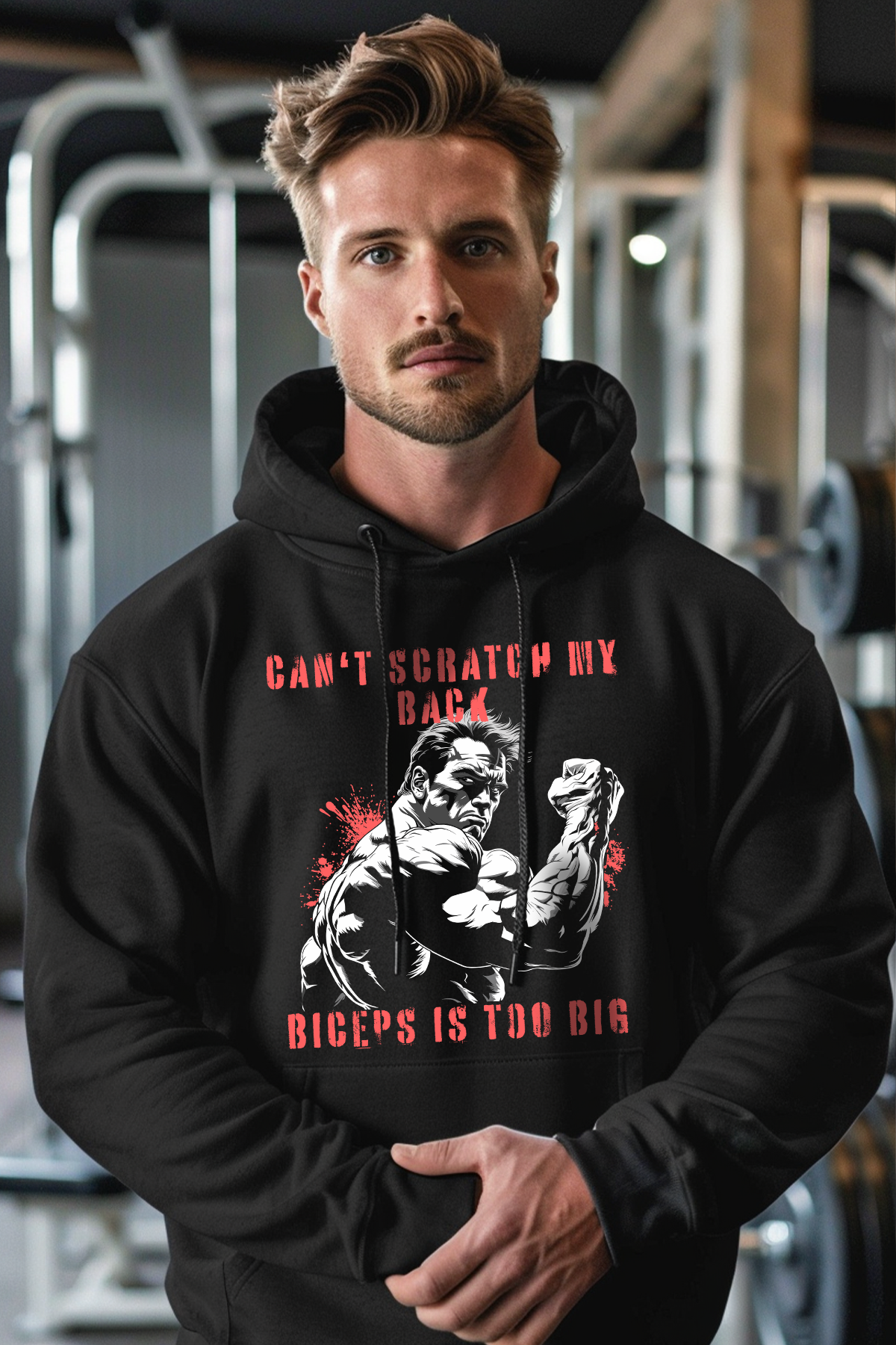 Hoodie in der Farbe Schwarz. Der Hoodie ist in den Größen S bis 4XL erhältlich. Der Stoff ist aus Heavy Cotton und hat ein Gewicht von 280 GSM. Er besteht aus 80 % Baumwolle und 20 % Polyester. Der ideale Hoodie für alle Bodybuilder und Kraftsportler. Wir verwenden eine umweltfreundliche Verpackung.