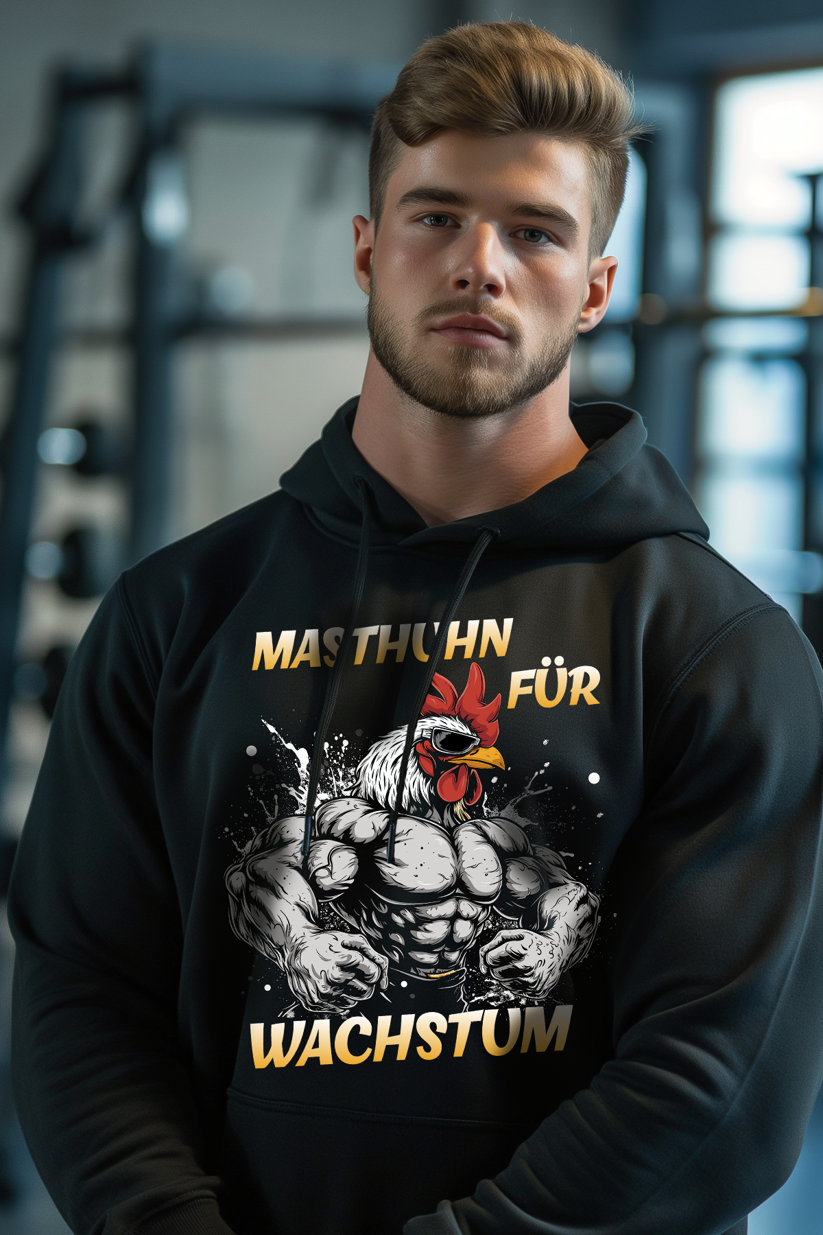 Hoodie in der Farbe Schwarz. Der Hoodie ist in den Größen S bis 4XL erhältlich. Der Stoff ist aus Heavy Cotton und hat ein Gewicht von 280 GSM. Er besteht aus 80 % Baumwolle und 20 % Polyester. Der ideale Hoodie für alle Bodybuilder und Kraftsportler. Wir verwenden eine umweltfreundliche Verpackung.