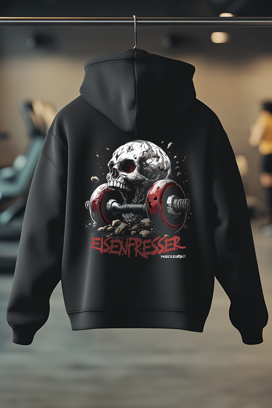 Übergroßer Kapuzenpullover in der Farbe schwarz. Der Oversized Hoodie ist in den Größen XS bis 4XL erhältlich. Der Stoff ist aus schwerer Baumwolle und hat ein Gewicht von 380 GSM. Er besteht aus 80 % Baumwolle und 20 % Polyester. Der ideale Hoodie für alle Bodybuilder und Kraftsportler. Wir verwenden eine umweltfreundliche Verpackung.