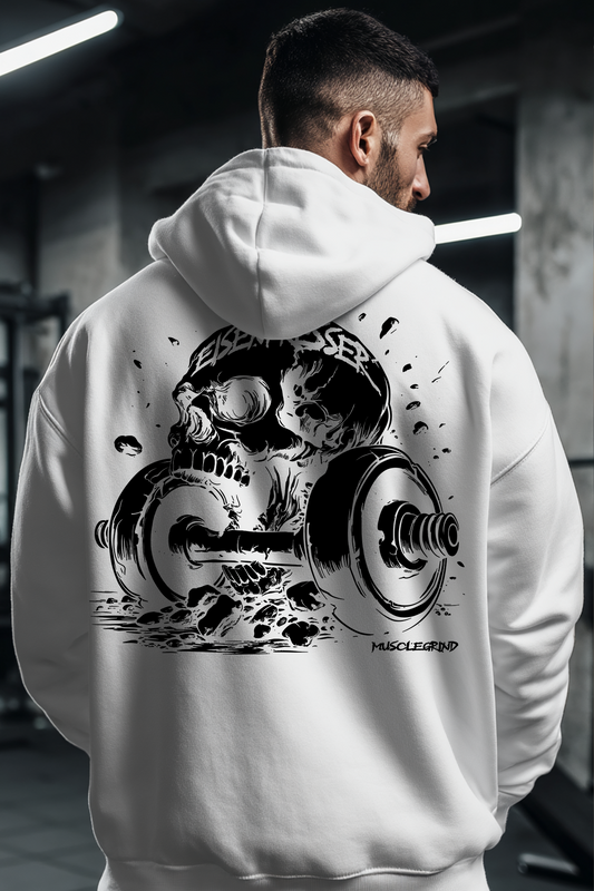 Oversized Hoodie in der Farbe weiß. Der Oversized Hoodie ist in den Größen XS bis 4XL erhältlich. Der Stoff ist aus Heavy Cotton und hat ein Gewicht von 380 GSM. Er besteht aus 80 % Baumwolle und 20 % Polyester. Der ideale Hoodie für alle Bodybuilder und Kraftsportler. Wir verwenden eine umweltfreundliche Verpackung.